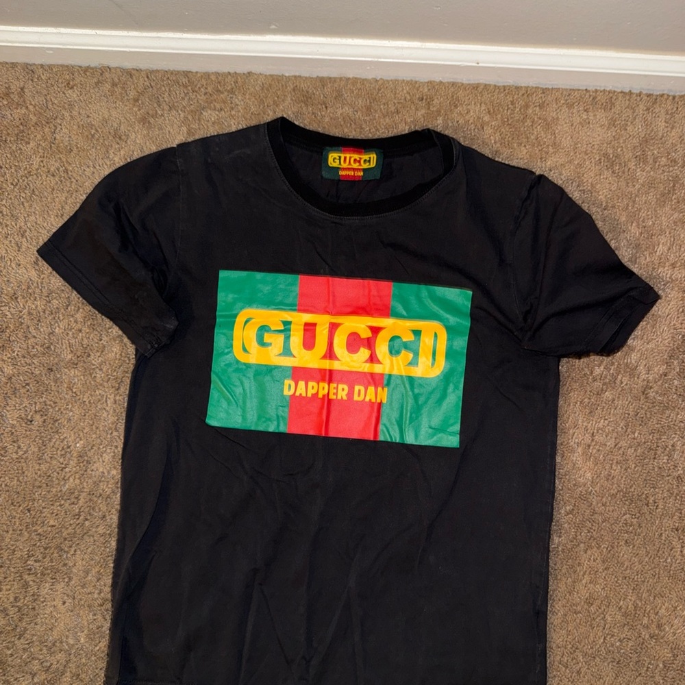 Gucci Dapper Dan Black Tee with Green and Red